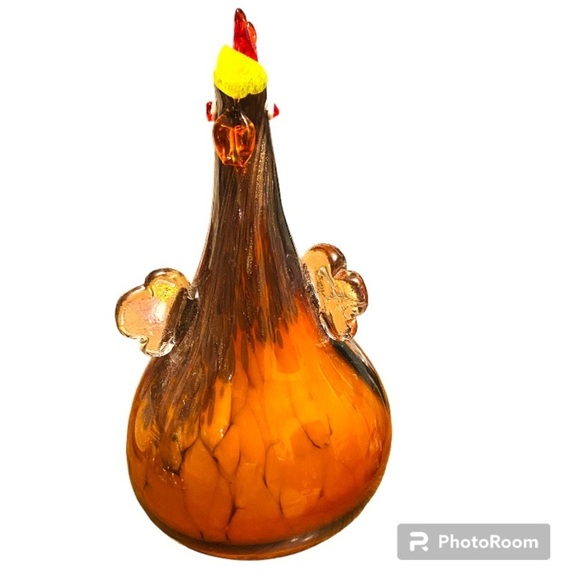 Hand Blown Studio Art Gourd Glass Tall Rooster Brown Figurine. - Picture 8 of 8